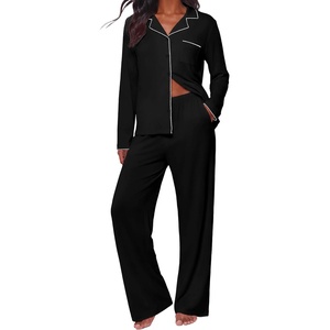 Ekouaer&nbsp;Pajamas&nbsp;Set&nbsp;for&nbsp;Women&nbsp;Cotton&nbsp;Pjs&nbsp;Button&nbsp;Up&nbsp;Long&nbsp;Sleeve&nbsp;Lounge&nbsp;Sets(Black)
