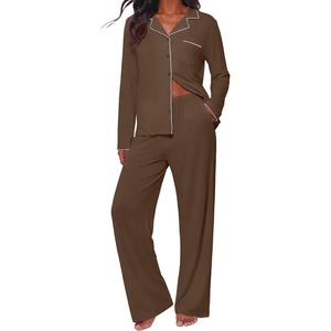 Ekouaer&nbsp;Pajamas&nbsp;Set&nbsp;for&nbsp;Women&nbsp;Cotton&nbsp;Pjs&nbsp;Button&nbsp;Up&nbsp;Long&nbsp;Sleeve&nbsp;Lounge&nbsp;Sets(Brown)