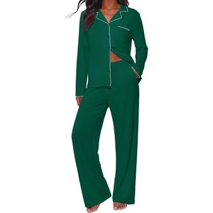 Ekouaer&nbsp;Pajamas&nbsp;Set&nbsp;for&nbsp;Women&nbsp;Cotton&nbsp;Pjs&nbsp;Button&nbsp;Up&nbsp;Long&nbsp;Sleeve&nbsp;Lounge&nbsp;Sets(Deep Green)