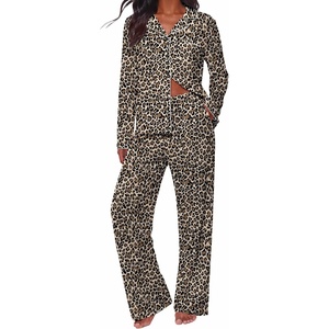 Ekouaer&nbsp;Pajamas&nbsp;Set&nbsp;for&nbsp;Women&nbsp;Cotton&nbsp;Pjs&nbsp;Button&nbsp;Up&nbsp;Long&nbsp;Sleeve&nbsp;Lounge&nbsp;Sets(Leopard)