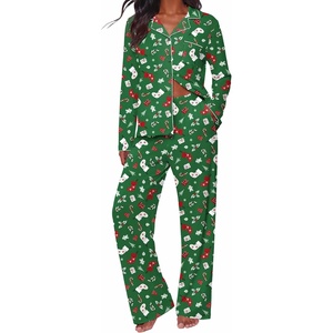 Ekouaer&nbsp;Pajamas&nbsp;Set&nbsp;for&nbsp;Women&nbsp;Cotton&nbsp;Pjs&nbsp;Button&nbsp;Up&nbsp;Long&nbsp;Sleeve&nbsp;Lounge&nbsp;Sets(Xmas Green)