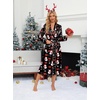 Ekouaer Satin Robes for Women Long Sleeve Silk Bathrobe Soft Lightweight Full Length Sleepwear Bridesmaid Wedding Party Robes(Christmas Snowman)