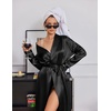 Ekouaer Silk Robes for Women Long Satin Kimono Bathrobe Sexy Bridal Robe(Black)