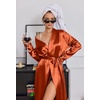Ekouaer Silk Robes for Women Long Satin Kimono Bathrobe Sexy Bridal Robe(Burnt Orange)