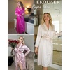 Ekouaer Silk Robes for Women Long Satin Kimono Bathrobe Sexy Bridal Robe(Burnt Orange)