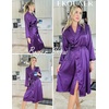 Ekouaer Silk Robes for Women Long Satin Kimono Bathrobe Sexy Bridal Robe(Deep Purple)