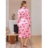 Ekouaer Silk Robes for Women Long Satin Kimono Bathrobe Sexy Bridal Robe(Pink Bow Tie)