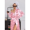 Ekouaer Silk Robes for Women Long Satin Kimono Bathrobe Sexy Bridal Robe(Pink Love)