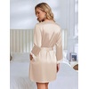 Ekouaer Silk Robes for Women Short Satin Robe 3/4 Sleeves Kimono Bathrobe(Champagne)