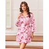 Ekouaer Silk Robes for Women Short Satin Robe 3/4 Sleeves Kimono Bathrobe(Pink Bow)