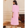 Ekouaer Women’s Zipper Robe 3/4 Sleeves Housecoat Full Length Nightgown(A-pink)
