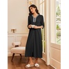 Ekouaer Women’s Zipper Robe 3/4 Sleeves Housecoat Full Length Nightgown(Black)