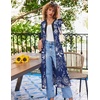 Ekouaer Women’s Zipper Robe 3/4 Sleeves Housecoat Full Length Nightgown(Blue Ethnic Floral)