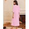 Ekouaer Women’s Zipper Robe 3/4 Sleeves Housecoat Full Length Nightgown(B-pink)