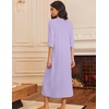 Ekouaer Women’s Zipper Robe 3/4 Sleeves Housecoat Full Length Nightgown(Lavender)