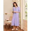 Ekouaer Women’s Zipper Robe 3/4 Sleeves Housecoat Full Length Nightgown(Lavender)