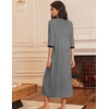 Ekouaer Women’s Zipper Robe 3/4 Sleeves Housecoat Full Length Nightgown(Mid Gray)