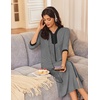 Ekouaer Women’s Zipper Robe 3/4 Sleeves Housecoat Full Length Nightgown(Mid Gray)