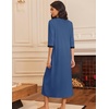 Ekouaer Women’s Zipper Robe 3/4 Sleeves Housecoat Full Length Nightgown(Navy)