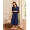 Ekouaer Women’s Zipper Robe 3/4 Sleeves Housecoat Full Length Nightgown(Navy Blue)