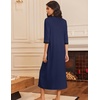 Ekouaer Women’s Zipper Robe 3/4 Sleeves Housecoat Full Length Nightgown(Navy Blue)