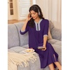 Ekouaer Women’s Zipper Robe 3/4 Sleeves Housecoat Full Length Nightgown(Purple)