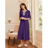 Ekouaer Women’s Zipper Robe 3/4 Sleeves Housecoat Full Length Nightgown(Purple)