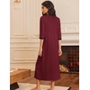 Ekouaer Women’s Zipper Robe 3/4 Sleeves Housecoat Full Length Nightgown(Wine Red)