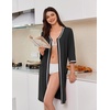 Ekouaer Zipper Robes for Women 3/4 Sleeves House Coat 2026 Zip Up Bathrobe(Black)