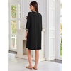 Ekouaer Zipper Robes for Women 3/4 Sleeves House Coat 2026 Zip Up Bathrobe(Black)