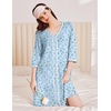 Ekouaer Zipper Robes for Women 3/4 Sleeves House Coat 2026 Zip Up Bathrobe(Blue Floral)