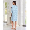 Ekouaer Zipper Robes for Women 3/4 Sleeves House Coat 2026 Zip Up Bathrobe(Blue Floral)