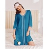 Ekouaer Zipper Robes for Women 3/4 Sleeves House Coat 2026 Zip Up Bathrobe(Blue Green)