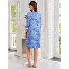 Ekouaer Zipper Robes for Women 3/4 Sleeves House Coat 2026 Zip Up Bathrobe(Blue Pattern)