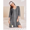 Ekouaer Zipper Robes for Women 3/4 Sleeves House Coat 2026 Zip Up Bathrobe(Deep Gray)
