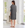 Ekouaer Zipper Robes for Women 3/4 Sleeves House Coat 2026 Zip Up Bathrobe(Deep Gray)