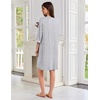 Ekouaer Zipper Robes for Women 3/4 Sleeves House Coat 2026 Zip Up Bathrobe(Light Gray)