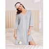 Ekouaer Zipper Robes for Women 3/4 Sleeves House Coat 2026 Zip Up Bathrobe(Light Gray)