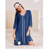 Ekouaer Zipper Robes for Women 3/4 Sleeves House Coat 2026 Zip Up Bathrobe(Navy)