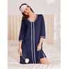 Ekouaer Zipper Robes for Women 3/4 Sleeves House Coat 2026 Zip Up Bathrobe(Navy Blue)