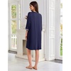Ekouaer Zipper Robes for Women 3/4 Sleeves House Coat 2026 Zip Up Bathrobe(Navy Blue)