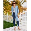 Ekouaer Zipper Robes for Women 3/4 Sleeves House Coat 2026 Zip Up Bathrobe(Pale Blue)