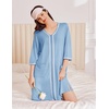 Ekouaer Zipper Robes for Women 3/4 Sleeves House Coat 2026 Zip Up Bathrobe(Pale Blue)