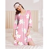 Ekouaer Zipper Robes for Women 3/4 Sleeves House Coat 2026 Zip Up Bathrobe(Pink Floral)