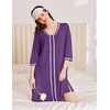 Ekouaer Zipper Robes for Women 3/4 Sleeves House Coat 2026 Zip Up Bathrobe(Purple)