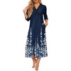 Ekouaer Women’s Zipper Robe 3/4 Sleeves Housecoat Full Length Nightgown(Blue Floral Silhouette)
