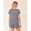 Ekouaer 2 Pack Womens Pajama Sets Short Sleeve Sleepwear Soft Crew Neck Pj Shorts Set Printed Loungewear Set S-XXL(Gray/Gray Stripe)