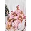 Ekouaer Christmas Family Matching Pajamas Long Sleeve Button Down Pj Set(Christmas Pink Candy Cane)
