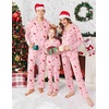 Ekouaer Christmas Family Matching Pajamas Long Sleeve Button Down Pj Set(Christmas Pink Candy Cane)