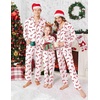 Ekouaer Christmas Family Matching Pajamas Long Sleeve Button Down Pj Set(Christmas White Candy Cane)